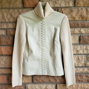 NWT Vintage Vakko Leather Sweater M